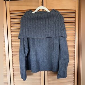 Mara Hoffman Cozy Off-Shoulder Ribbed Women's Sweater - Charcoal